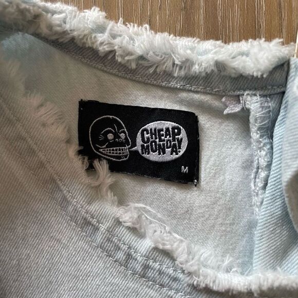 Cheap Monday Marie Women’s Medium Denim Sleeveless Midi Dress Fringe Hem - Picture 6 of 8